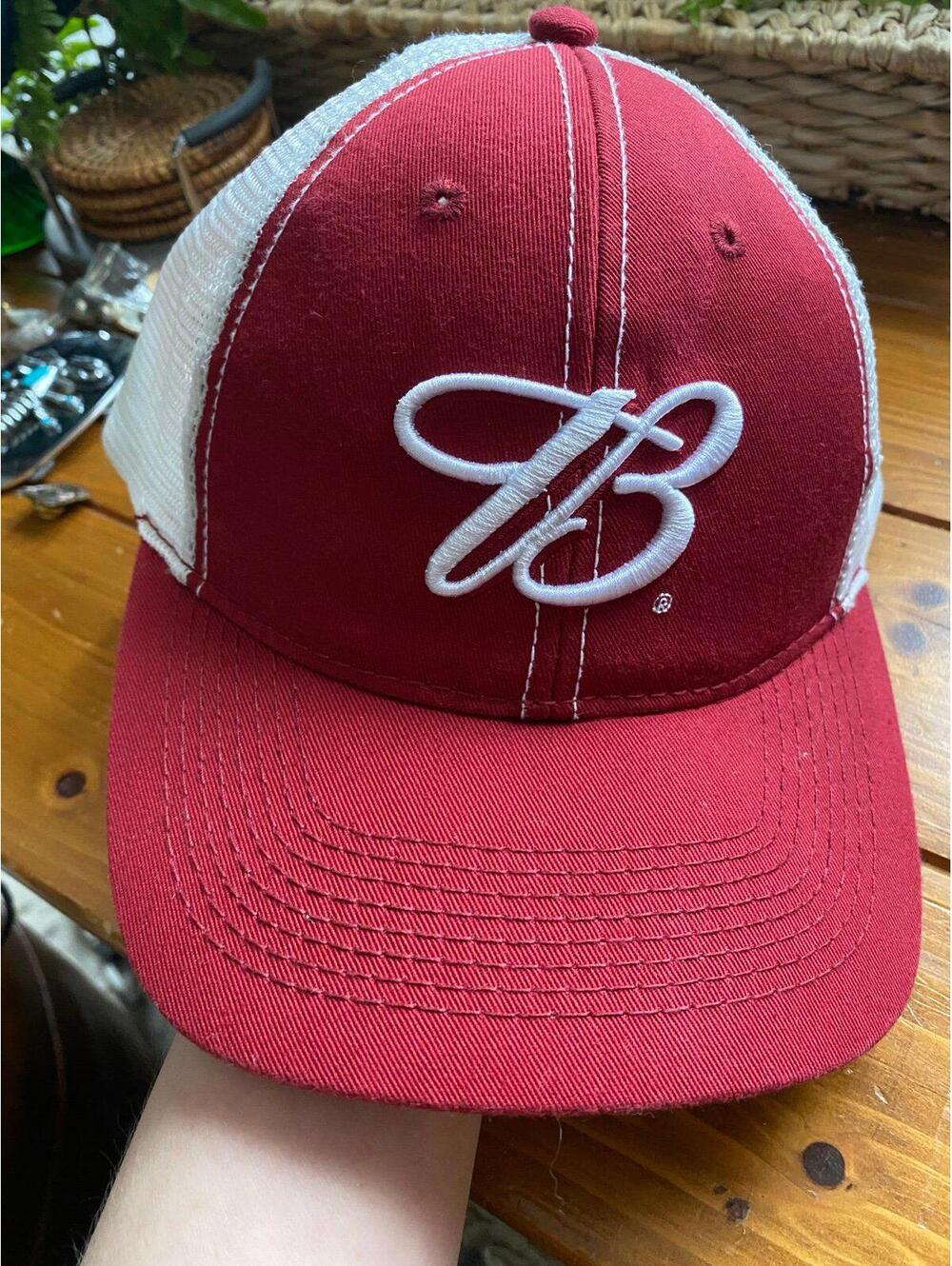 Vintage Budweiser Red White Mesh Trucker Hat Snapback Beer Logo Cap
